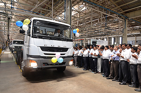First left-hand drive FUSO trucks rolling out from DICV’s Oragadam Plant in Chennai, India