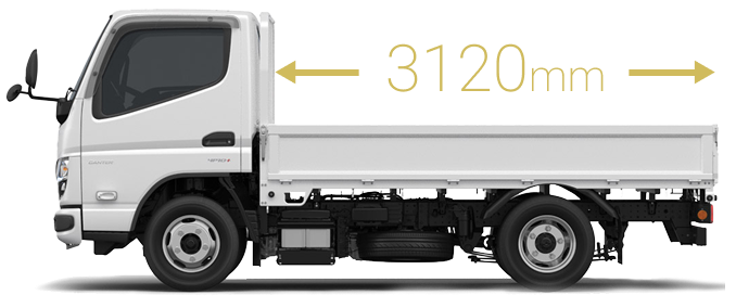 荷台長3120mmのカーゴの側面図 型式：FBA20B21S00K